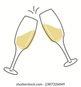 Ilustración vectorial de gafas de champán esparcido