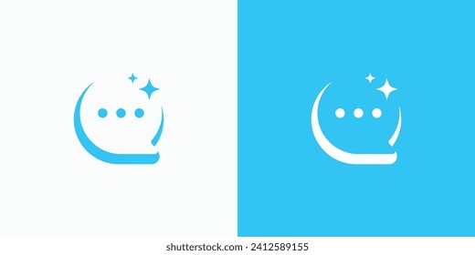 Sparkling chat bubble vector logo design