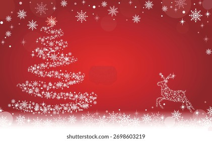 funkelnde Weihnachten Hintergrund Schneeflocken Weihnachtsbaum und Rentier