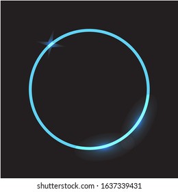 Sparkling circle or ellipse with black background, shiny glowing vintage frame, illustration vector