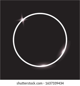Sparkling circle or ellipse with black background, shiny glowing vintage frame, illustration vector