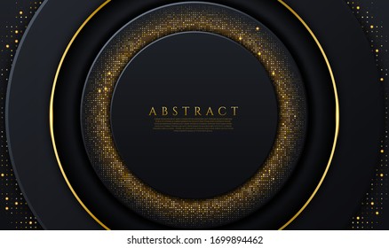 círculo brillante con fondo de marco vectorial de lujo dorado