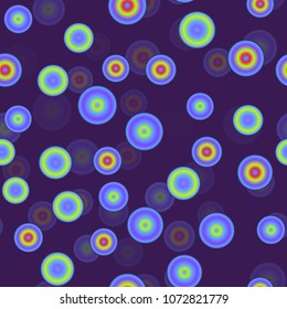 Sparkling circles 3d seamless pattern. Three dimensional depth series.