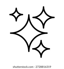 Símbolos brillantes de la estrella limpia, icono lineal. Servicio de alta calidad, excelencia en higiene y efecto superficial brillante.