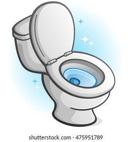 Sparkling Clean Toilet Cartoon Illustration