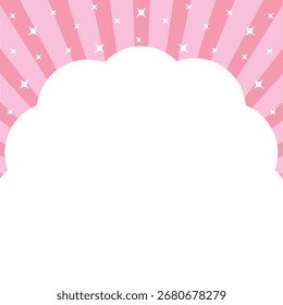 Sparkling cloud square frame illustration (pink)