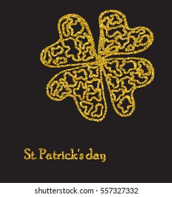 sparkling clover on a black background St Patrick