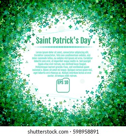 Sparkling clover shamrock leaves isolated on White background. Abstract St. Patrick's day background for your greeting cards design or website. Vector illustration