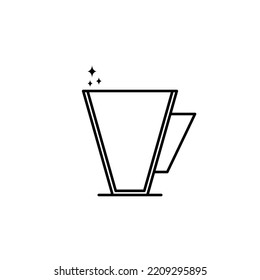 icono de la taza de café brillante sobre fondo blanco. sobrias, líneas, silueta y un estilo depurado. blanco y negro. adecuado para símbolo, signo, icono o logotipo