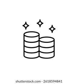 Sparkling coins in neat stacks, a simple wealth icon representing monetary value