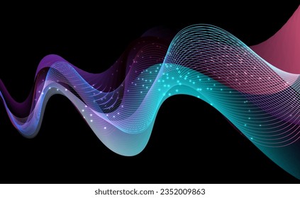 Sparkling colorful dynamic waves illustration vector.