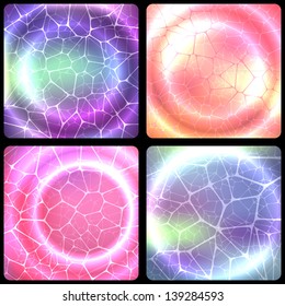 Sparkling, colorful and shiny backgrounds set. Vector illustration EPS 10.