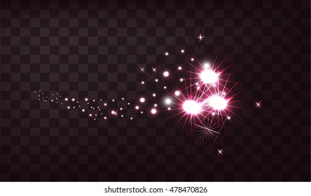 Sparkling Comet - Stock Vector on the transparent grid background