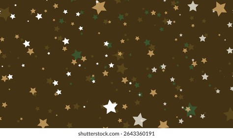 sparkling confetti star glitter on brown background.eps