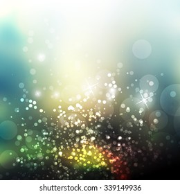 Sparkling Cover Design Template with Abstract, Blurred, Colorful Background