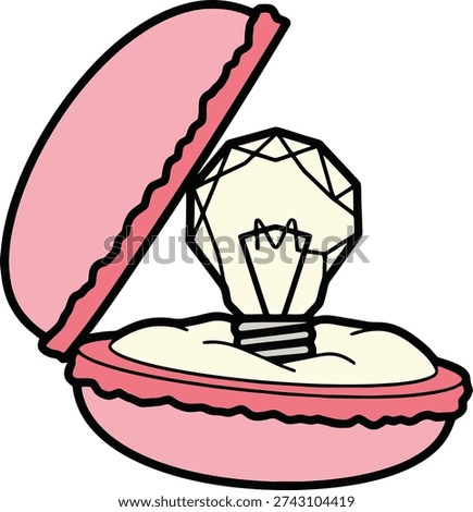 Sparkling Diamond Lightbulb in a Pink Macaron Shell, Concept of a Brilliant Idea or Creative Insight