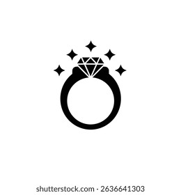 Sparkling diamond ring engagement jewelry icon.
