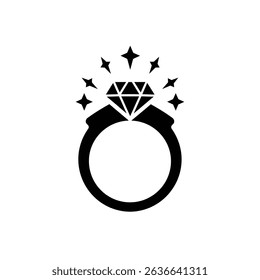Sparkling diamond ring engagement jewelry icon.