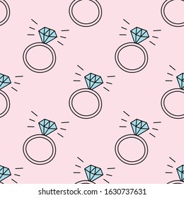 Sparkling diamond rings seamless repeat pattern.Valentine's day seamless repeat pattern.