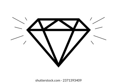 Sparkling diamond stone, gem icon vector in flat style. Premium sign symbol