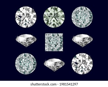 Sparkling  diamonds set of nine