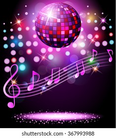 Sparkling disco ball. Night party