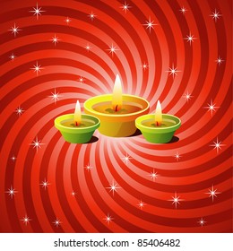 Sparkling Diwali Lamps (Vector)