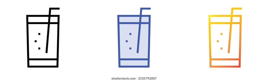 sparkling drink icon. Linear, Blue Fill and Gradient Style Design Isolated On White Background