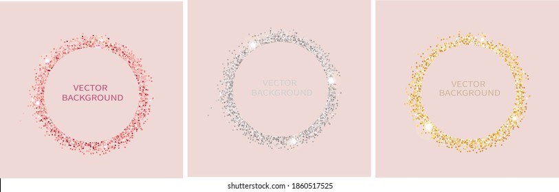  Sparkling dust isolated on pink background. For social media posts, mobile apps, banners design and web, internet. Glitter style. Vector set.