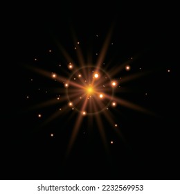Sparkling dust particles. Glittering golden dust. Abstract background with bokeh effect.