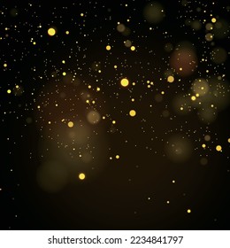 Sparkling dust particles. Glittering golden dust. Abstract background with bokeh effect.