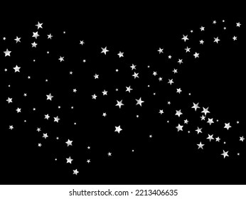 Sparkling Expensive New Year Christmas Garland Vector Background. Gold, Silver VIP Falling Stars Confetti. Sparkling Winter Border. Rich Gold, Silver Glitter, Sparkles, Gradient Stars Confetti.