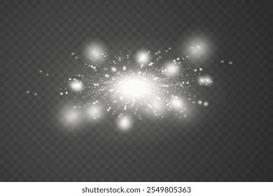 A sparkling explosion in a flash of white. Magic light effect. 