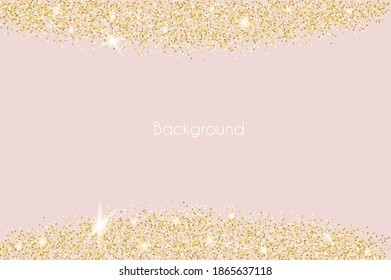 Sparkling falling gold dust.Vector horizontal background with glitter and space for text.	