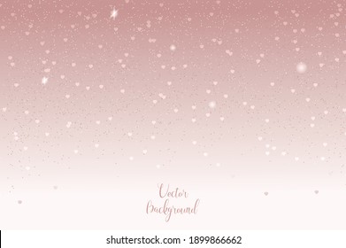 Sparkling falling rose gold dust.Vector horizontal background with glitter and space for text.	