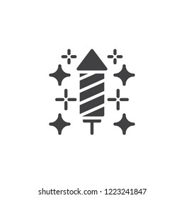 Sparkling firework rocket vector icon. filled flat sign for mobile concept and web design. Pyrotechnic rockets simple solid icon. Symbol, logo illustration. Pixel perfect vector graphics