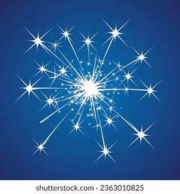 Sparkling fireworks 2024. Sparkling star element of New Year celebration, ceremony, celebration or party on blue background