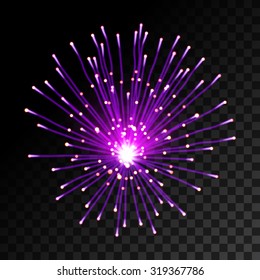 Sparkling fireworks explosions. Vector illustration