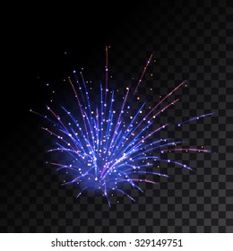 Sparkling fireworks explosions. Vector illustration