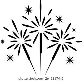 Sparkling Fireworks Icon Set   Festive Vector Illustrations


