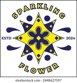 sparkling flower illustration vector design with light and flowers in yellow and blue colors in a simple style. suitable for logos, icons, posters, advertisements, banners, companies, t-shirt designs,