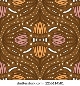 Sparkling Flower Ogees - brown soft pink orange