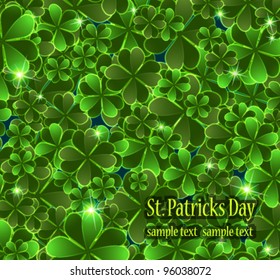 Sparkling four leaf clovers. St. Patrick's day abstract background