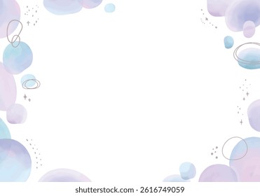 Sparkling frame of watercolor marble like bubbles