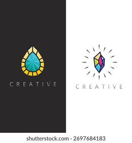 Funkelnde Edelstein Vektor Logo Design für Schönheitssalon und Schmuck Shop Branding Stil