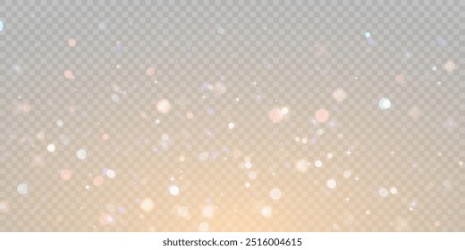 Sparkling glare light effects with colorful shimmer. Beautiful lens flare effect with bokeh, shiny particles and glare. Shining abstract background. Vector illustration