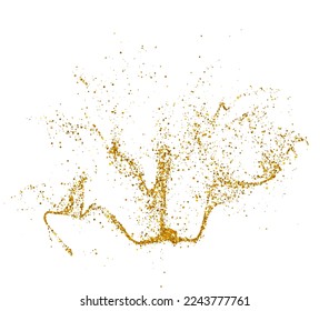 funkelnde glänzende Grenze einzeln auf weißem Hintergrund, goldener Staub. Goldenes Rechteck von glitzernden Konfetti. Ideal für Hochzeitseinladungen, Partyplakate, Weihnachten, Neujahr und Geburtstagskarten.