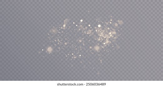 Sparkling glitter and bright bokke dust of light. Soft warm light and festive glitter effect. Christmas background, magical and festive glitter effect