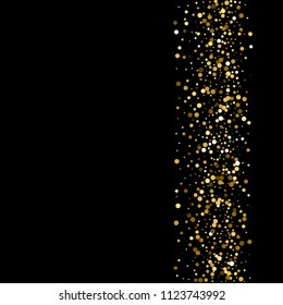 Sparkling glitter gold black. Small round shape on black background. Comely vector illustration.