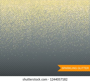 Sparkling glitter on transparent background for greeting cards. Vector illustration